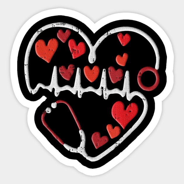 Heart Stethoscope Valentines Day Cool Nurse Nursing Heart